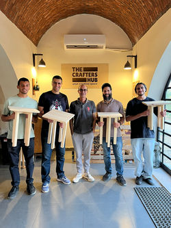 A Proud Trainee with the first woodworking project at the crafters hub