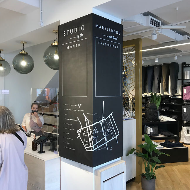 hand drawn chalkboard in lululemon shop