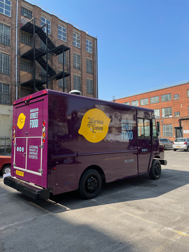 food truck with hand painted signage 