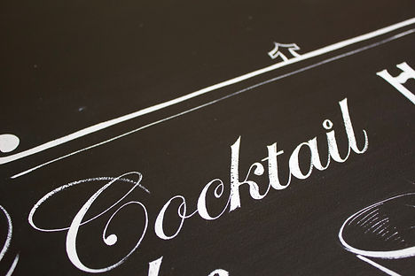 close up of hand painted board for bar