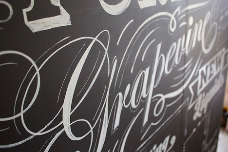 close up of hand painted board for bar