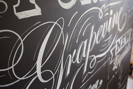 close up of hand painted board for bar