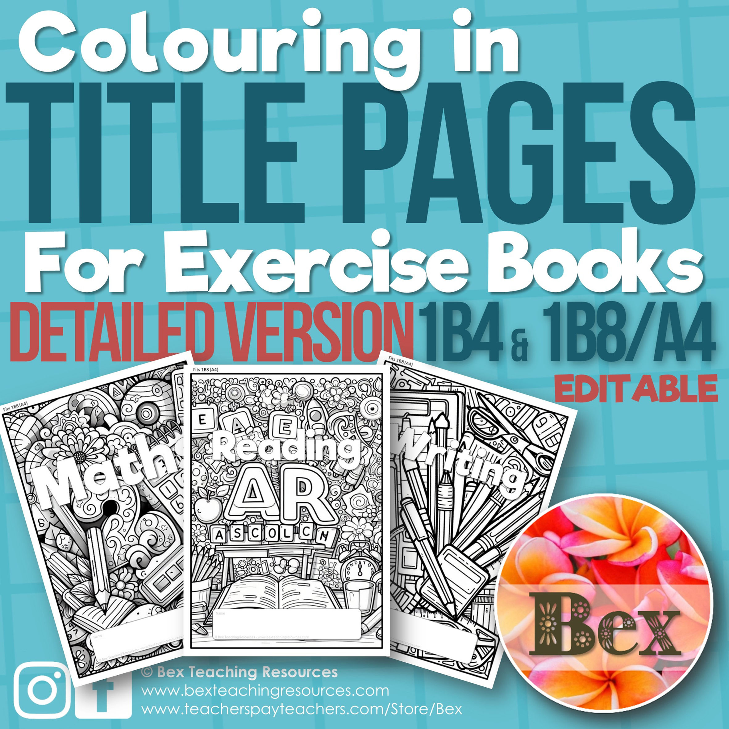 Exercise Book Title Pages - Detailed Version