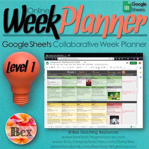 NZ Online Week Planner L1 Google Sheets BexTeachingResources