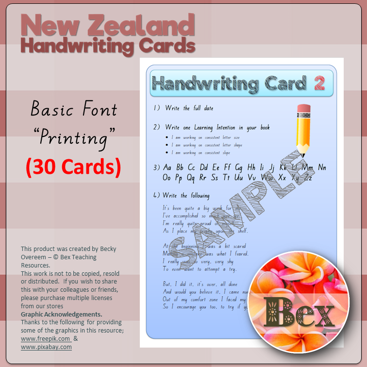 Thumbnail: New Zealand Handwriting Cards - Senior - Year 5-8