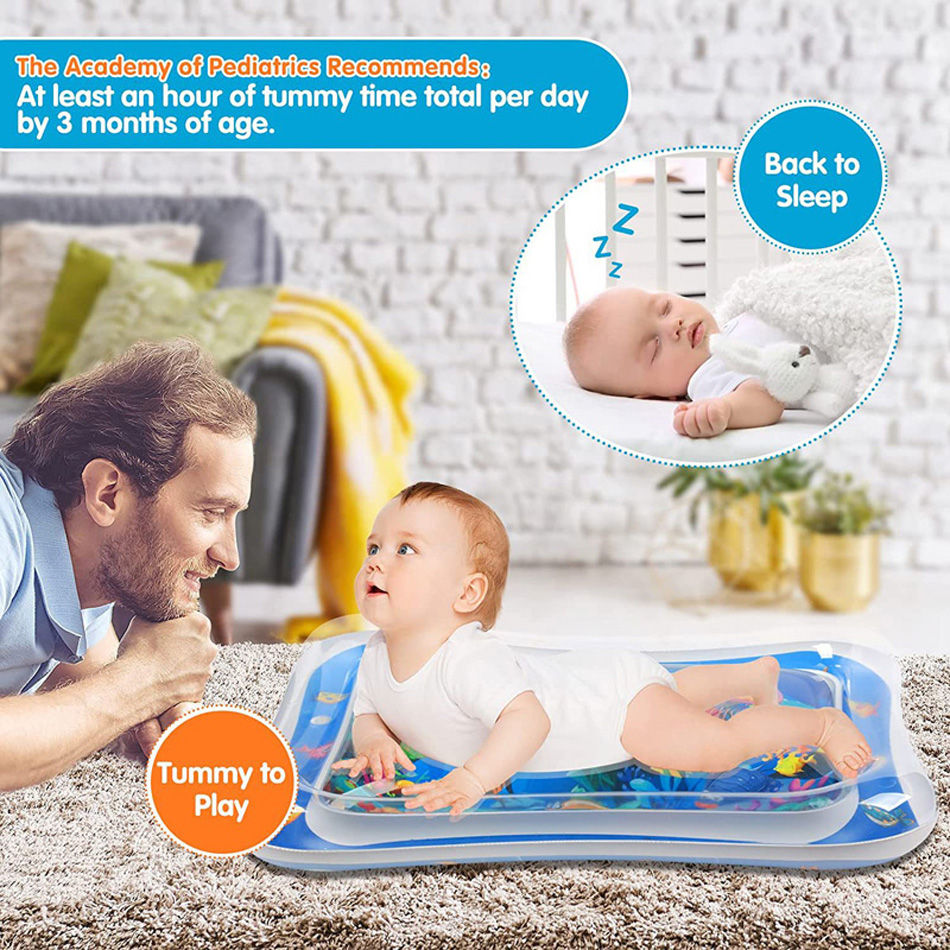 Thumbnail: Baby Water Play Mat Inflatable Cushion PVC Infant Tummy Time Toddler Water Pad F