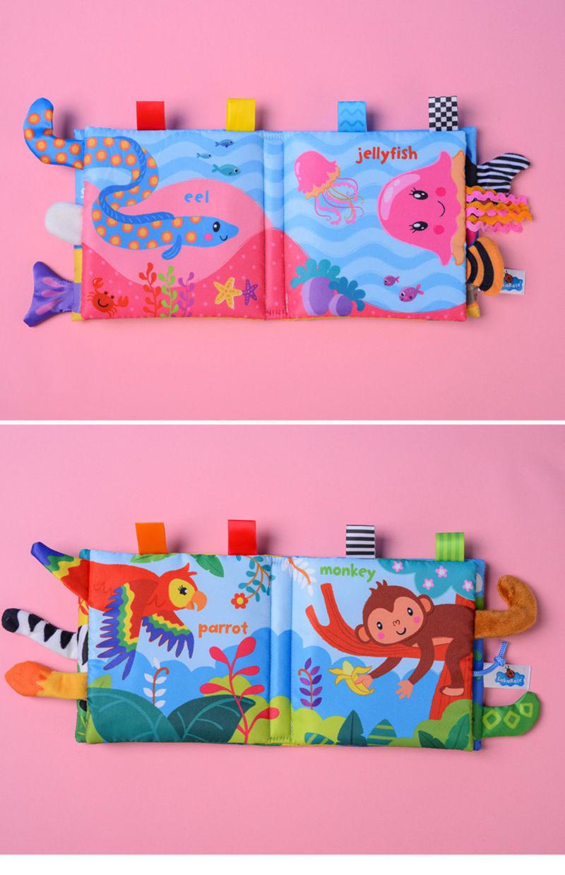 Thumbnail: Premium 3D Animal Tails Sensory Cloth Book | Crinkle Paper & Early Learning
