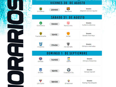 HORARIOS FECHA 24 DE LA SERIE A