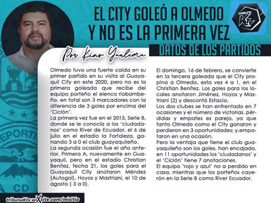 EL CITY GOLEÓ A OLMEDO Y NO ES LA PRIMERA VEZ