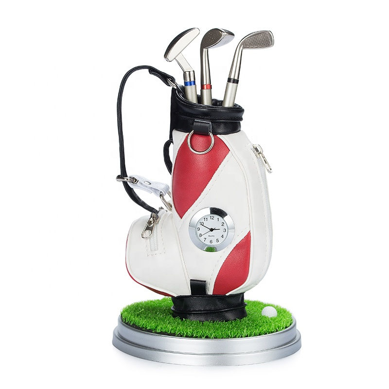 Thumbnail: DESKTOP GOLF BAG PEN HOLDER & CLOCK GIFT SET
