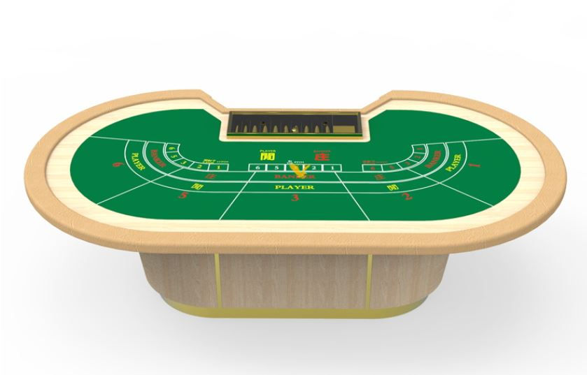 Thumbnail: NEW ROUND WOODEN GREE FELT BACCARAT POKER TABLE