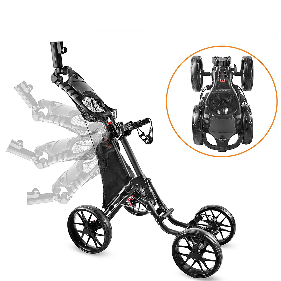 Thumbnail: FOLDABLE 4 WHEEL GOLF PUSH TROLLEY & FOOT BRAKE