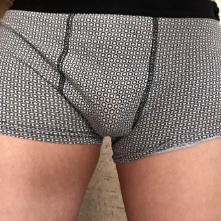 Packing with SP4 packer in briefs, front view