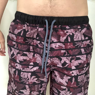 Packing in swim trunks, front view