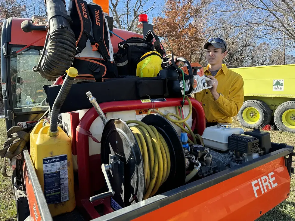 Kansas Forest Service staff prepare to carry out a controlled fire. (Cecilia Llopis-Jepsen / Kansas News Service)