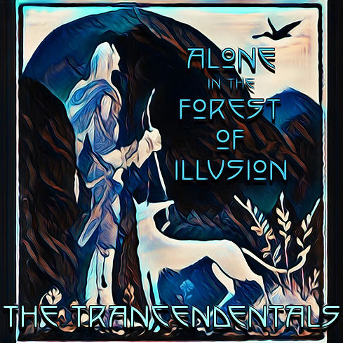 Alone in the Forest of Illusion. Person and dog in the hills.