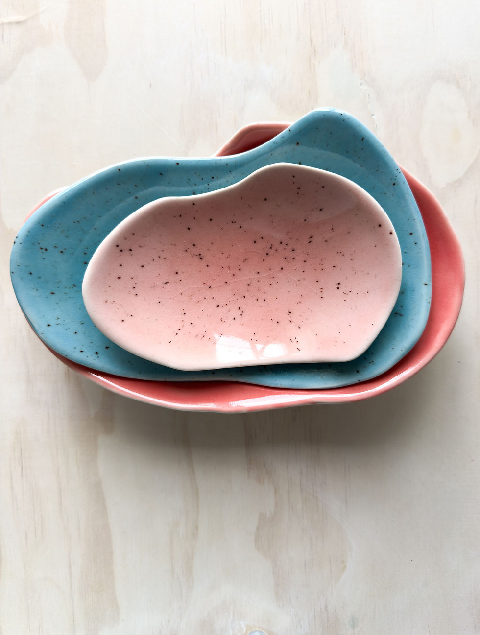 Thumbnail: Pink & Blue Egg Bowl Nested Set of 3 (three)