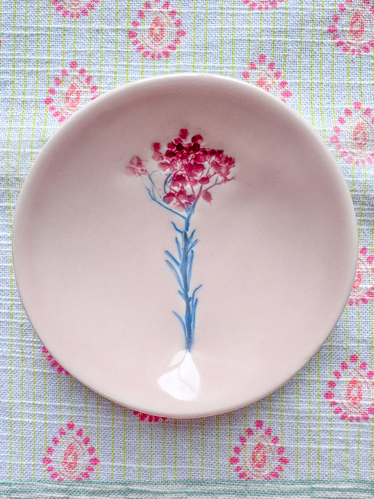 Pink Pressed Yarrow Trinket Bowl