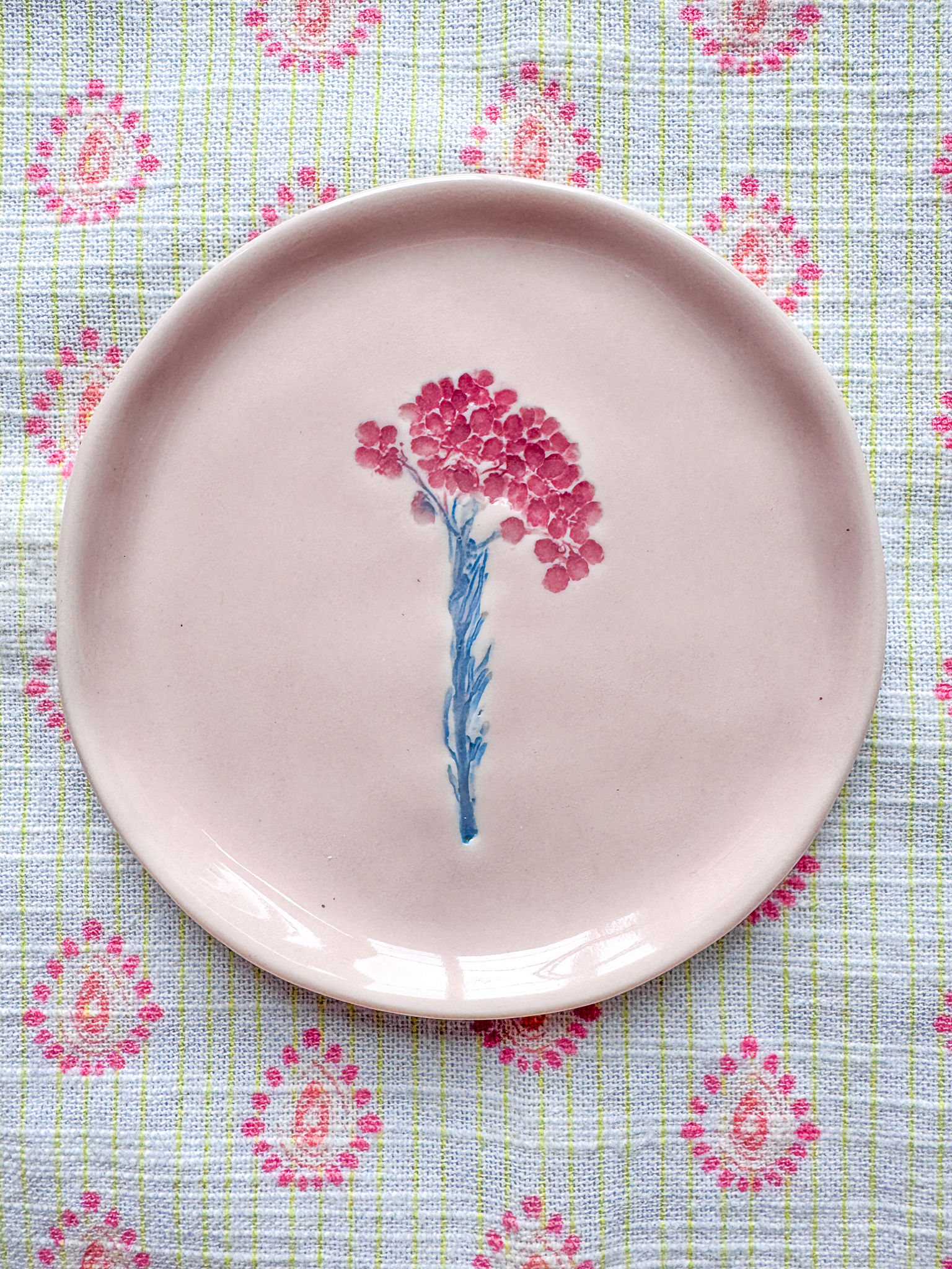 Pink Pressed Yarrow Trinket Dish