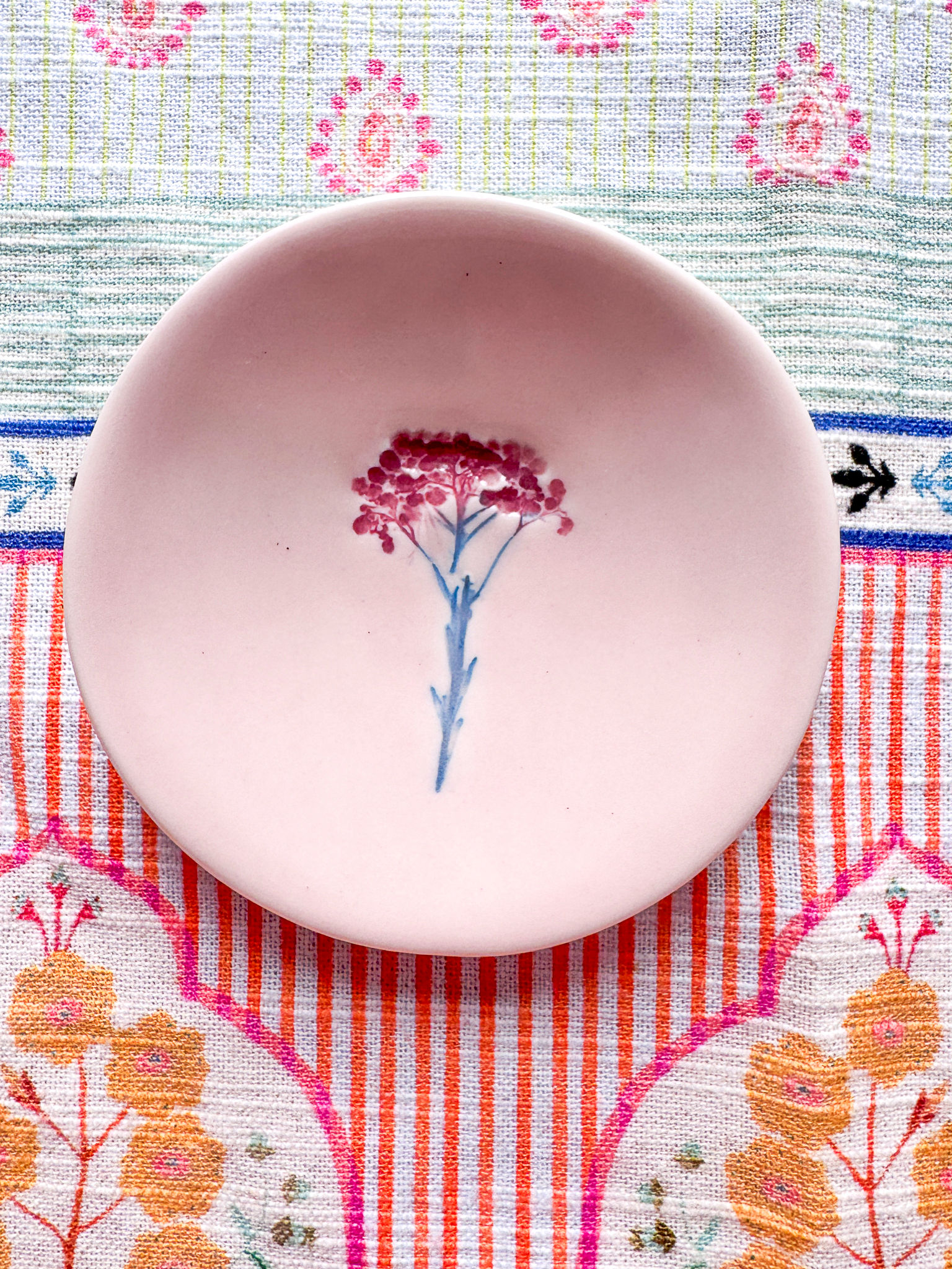 Pink Pressed Yarrow Trinket Bowl