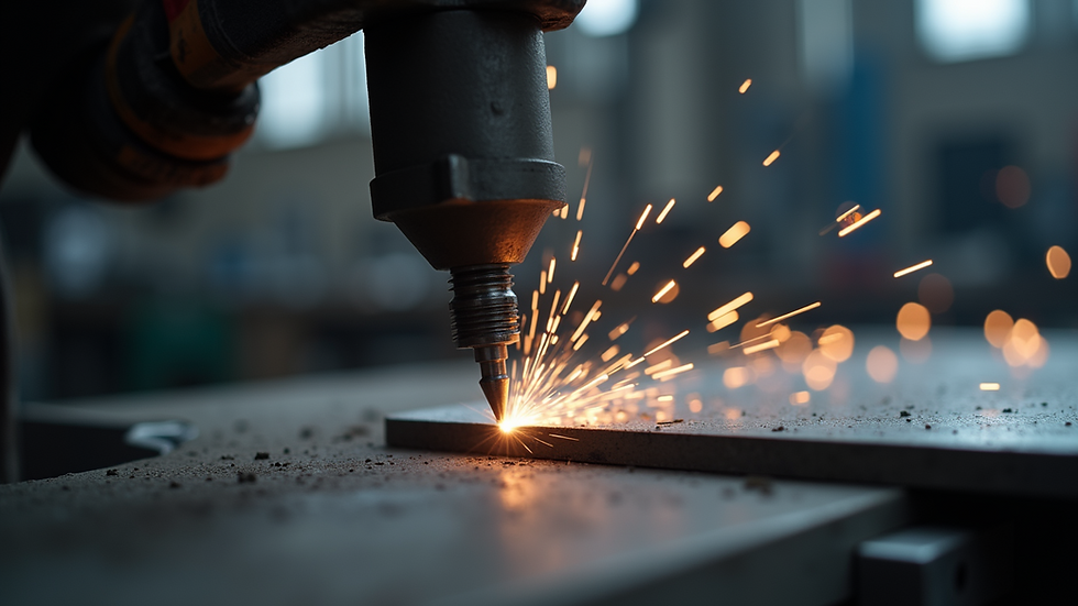 Close-up view of a custom metal component being fabricated