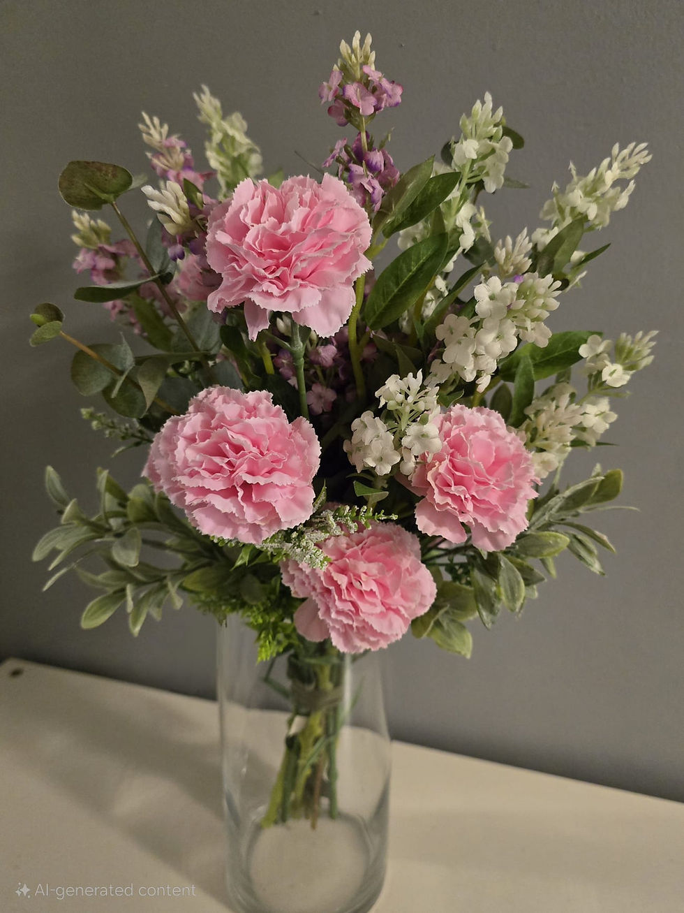 Our artificial Carnation bouquet of  handtied flowers 