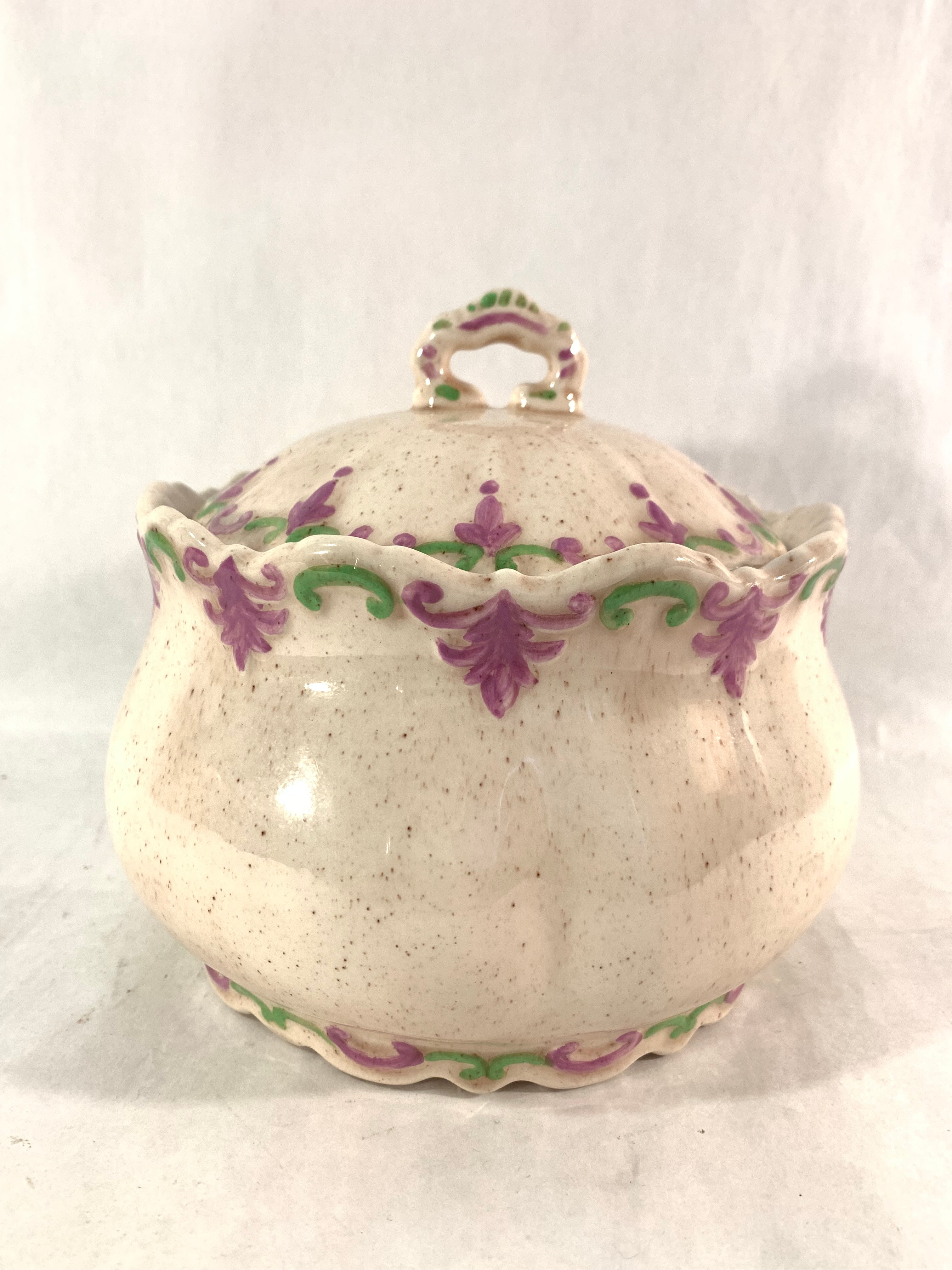 Vintage Handmade 1982 Ceramic Sugar Bowl Signed Mary Love