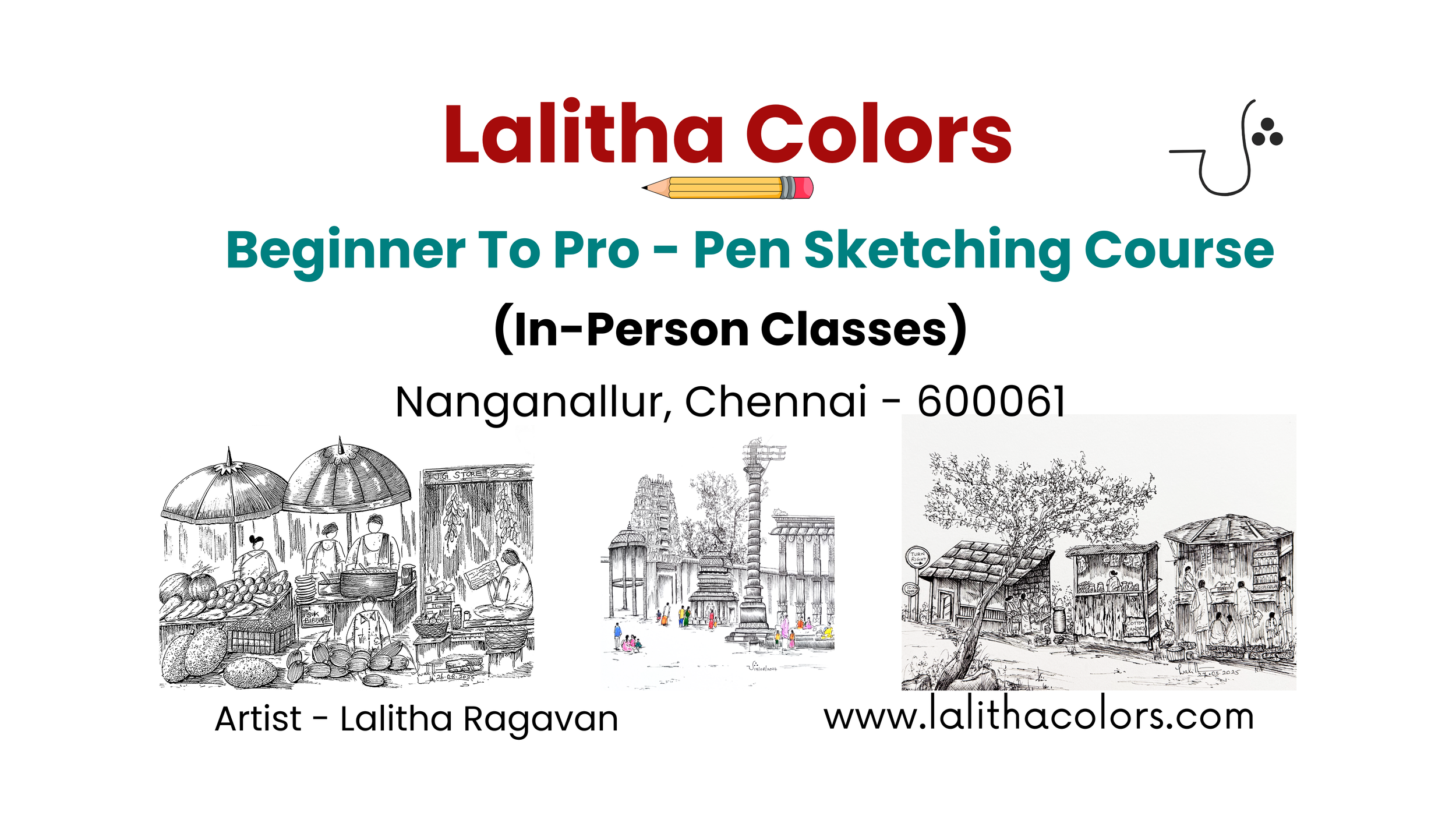 Beginner To Pro - Pen Sketching Course | Lalitha Colors