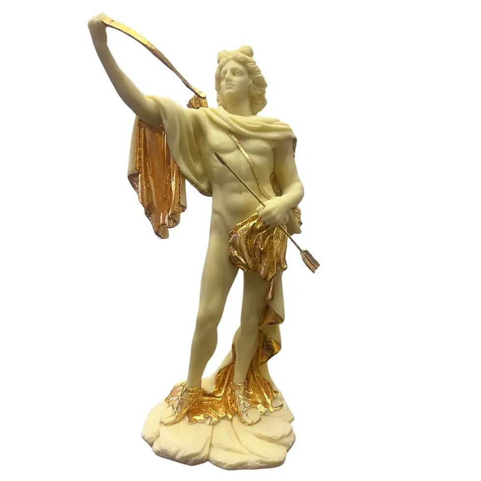 Miniatura: Figura decorativa de Cupido en resina blanca y dorada, 30 cm de altura