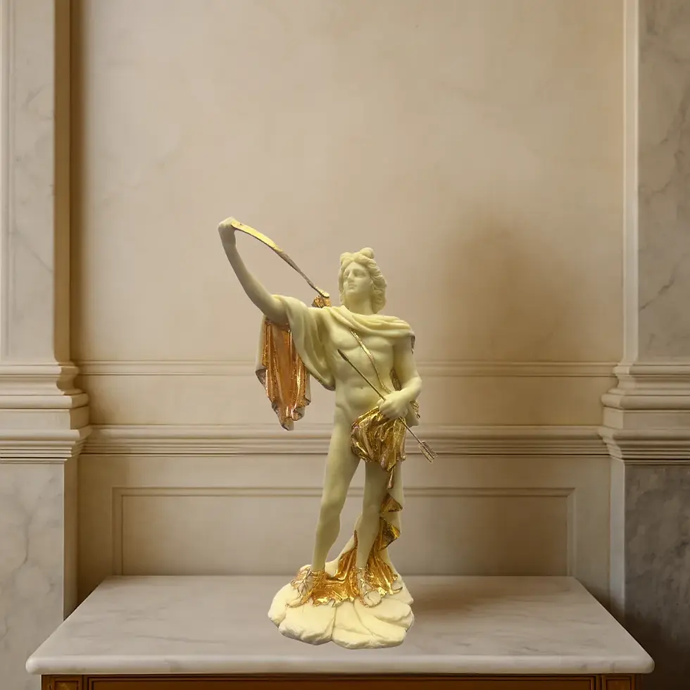 Figura decorativa de Cupido en resina blanca y dorada, 30 cm de altura
