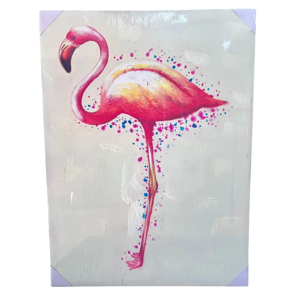 Cuadro decorativo flamenco rosa moderno sobre lienzo 80x60 cm