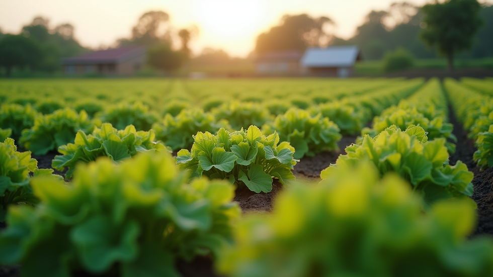 Eye-level view of organic vegetable farm in Nsawam