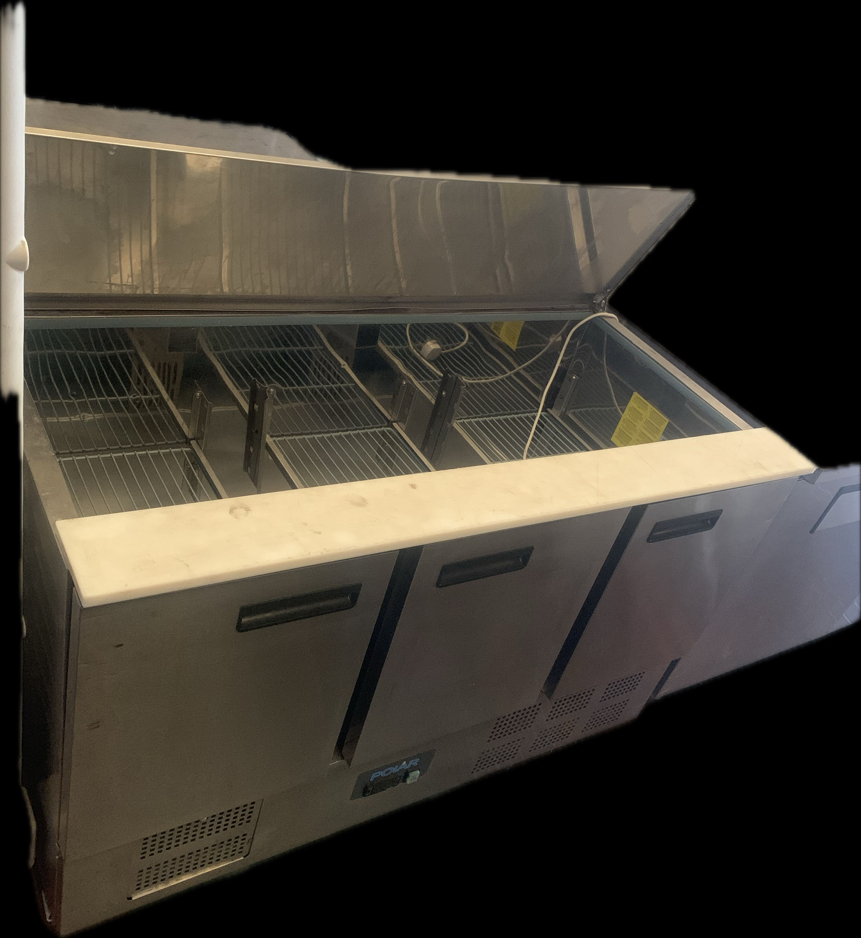 3 Door 136cm Open Top Topping Fridge.