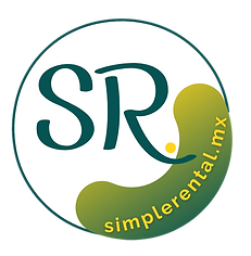 El logo tiene un S de Simple y una R de Rental, y el sitio web www.simplerental.mx