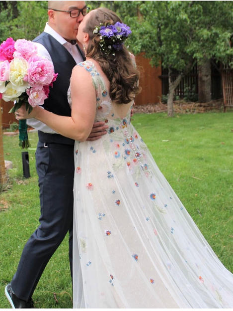 Caitlin's wedding in Willowby Gown