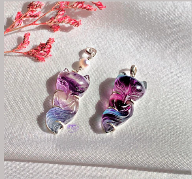 Dây chuyền Hồ ly đá Flourite