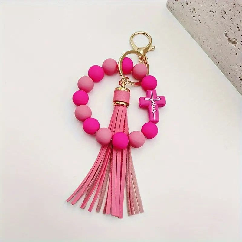 Thumbnail: Pink Beaded Silicone Keychain