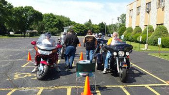 Motorcycles lined up for the bike blessing