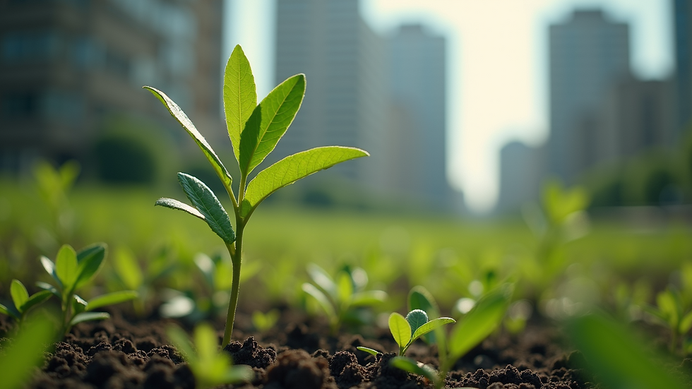 Close-up view of a growing urban landscape