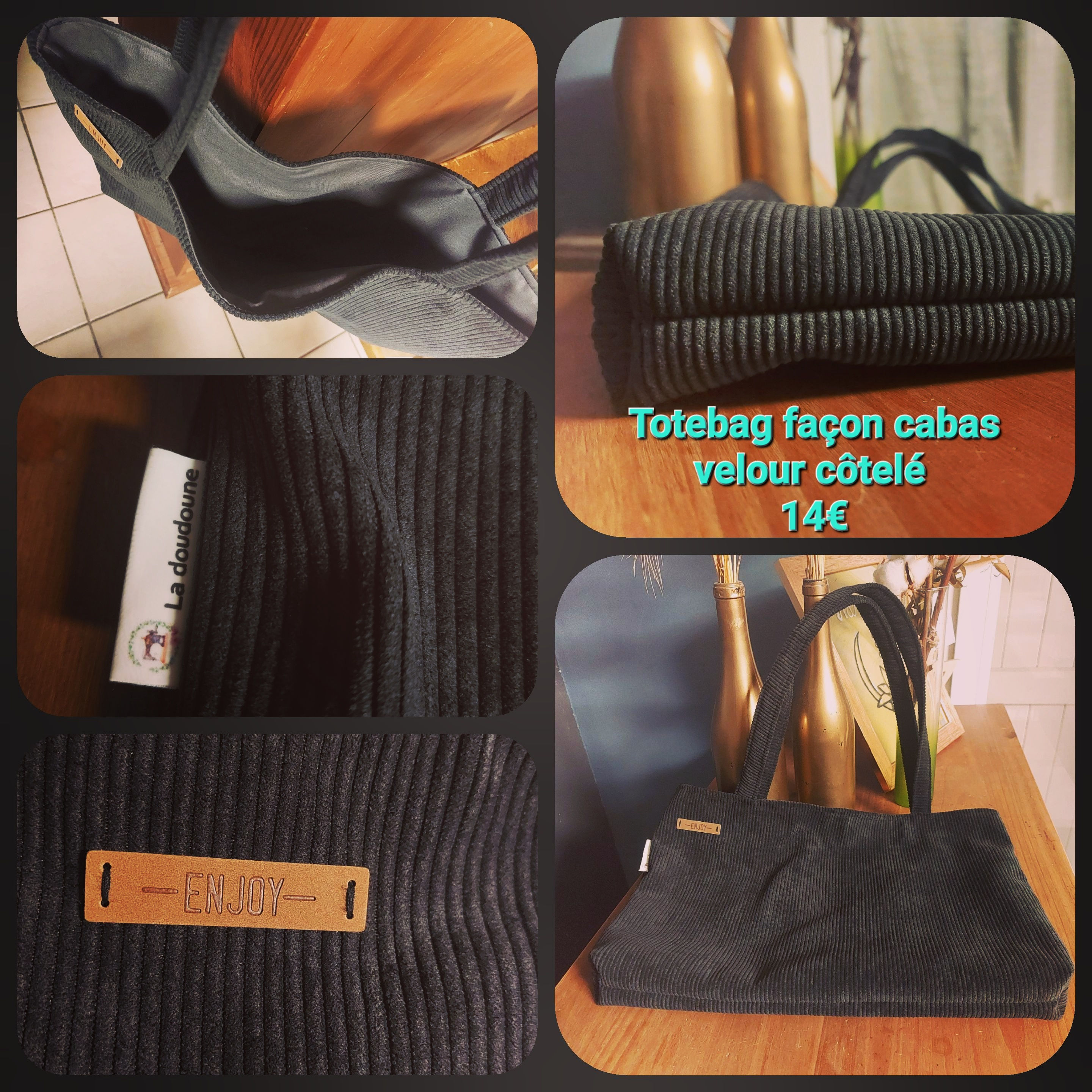 Totebag velours façon cabas