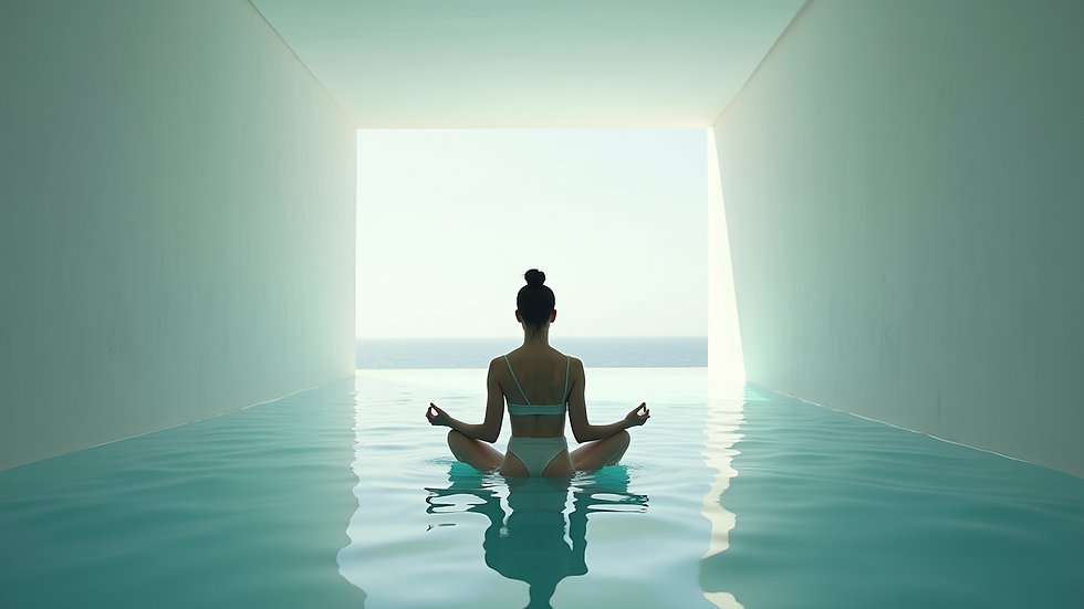 Vue en plongée d’une personne méditant dans un espace calme