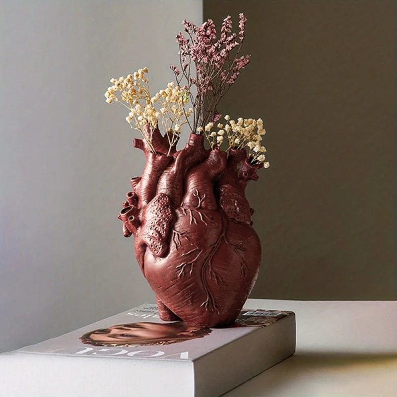 Miniatura: Vaso de Resina em Forma de Coração – Design Nórdico para Arranjos e Decoração