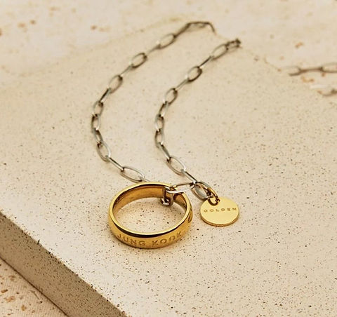 Jungkook Golden Exhibition Necklace | Kpopmerchindia