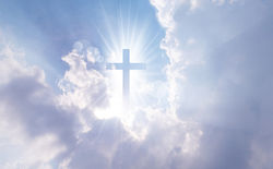 Christian cross appears bright in the sk