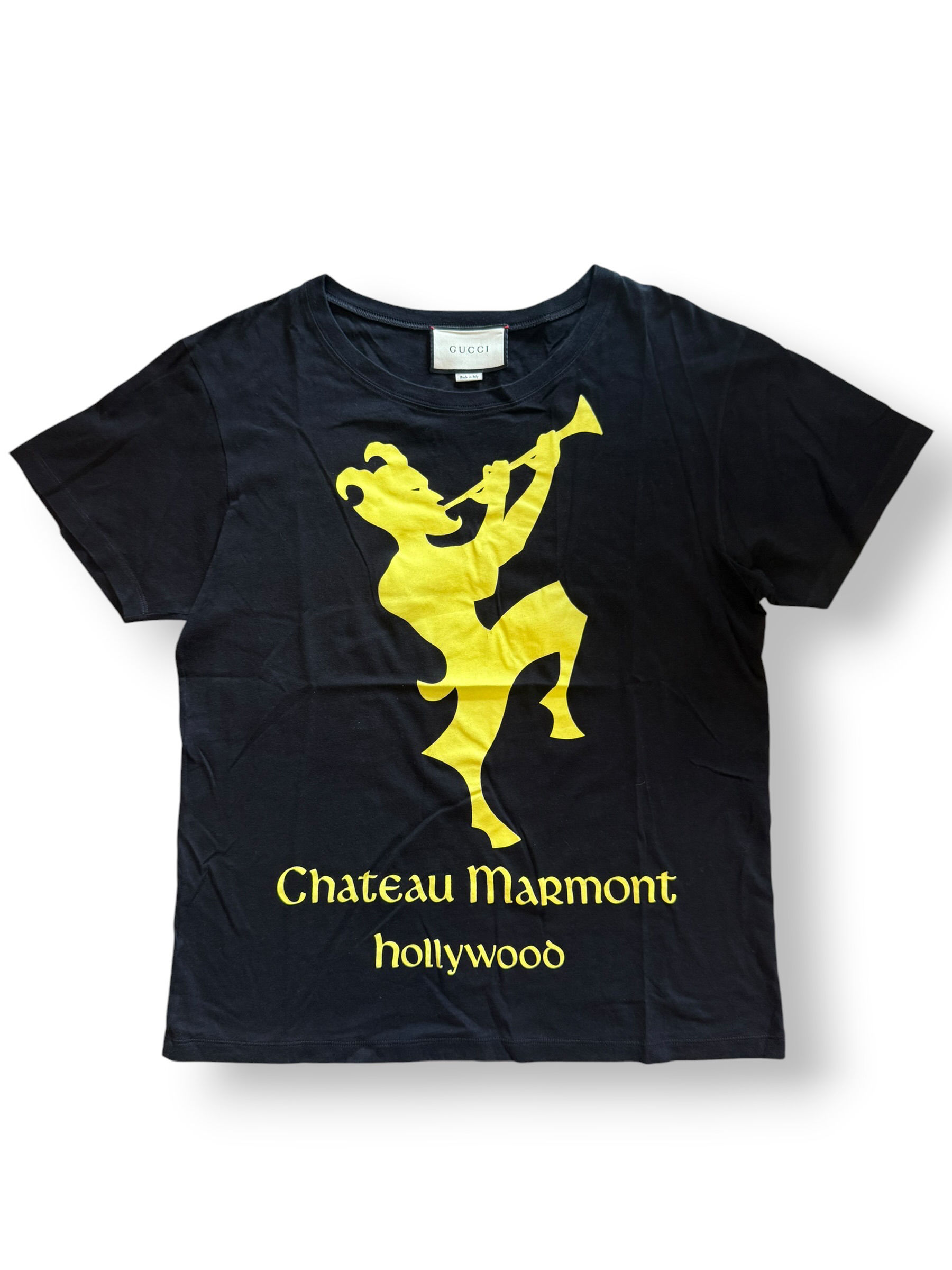 GUCCI BLACK CHATEAU MARMONT HOLLYWOOD PRINT T-SHIRT