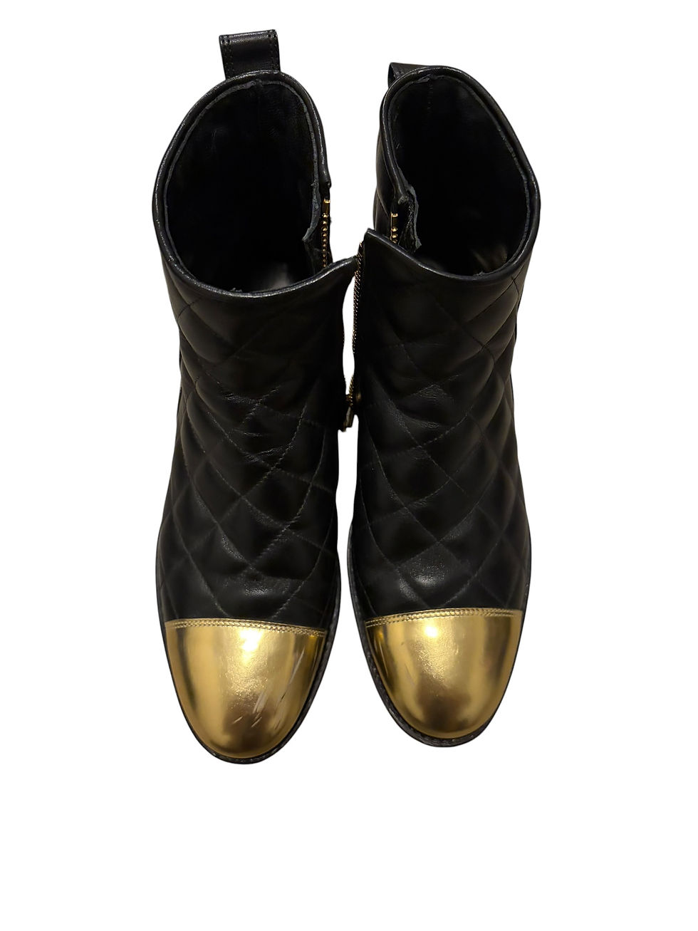 Thumbnail: BALMAIN GOLD LEATHER TOE CAP BOOTS