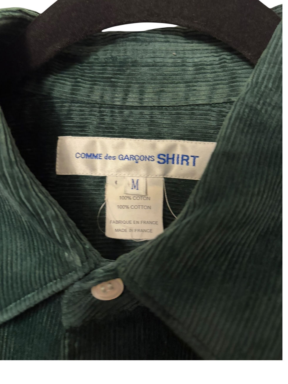 Thumbnail: CDG VELVET GREEN BUTTON UP SHIRT