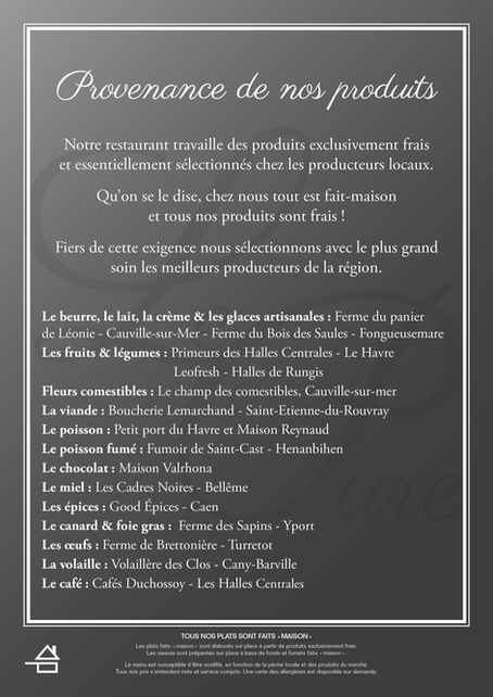 Chers clients, chers amis, voici notre carte de l'automne, avec en vedette les Saint Jacques !