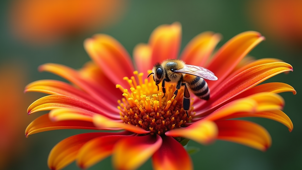 Close-up view of a bee on a colorful flower