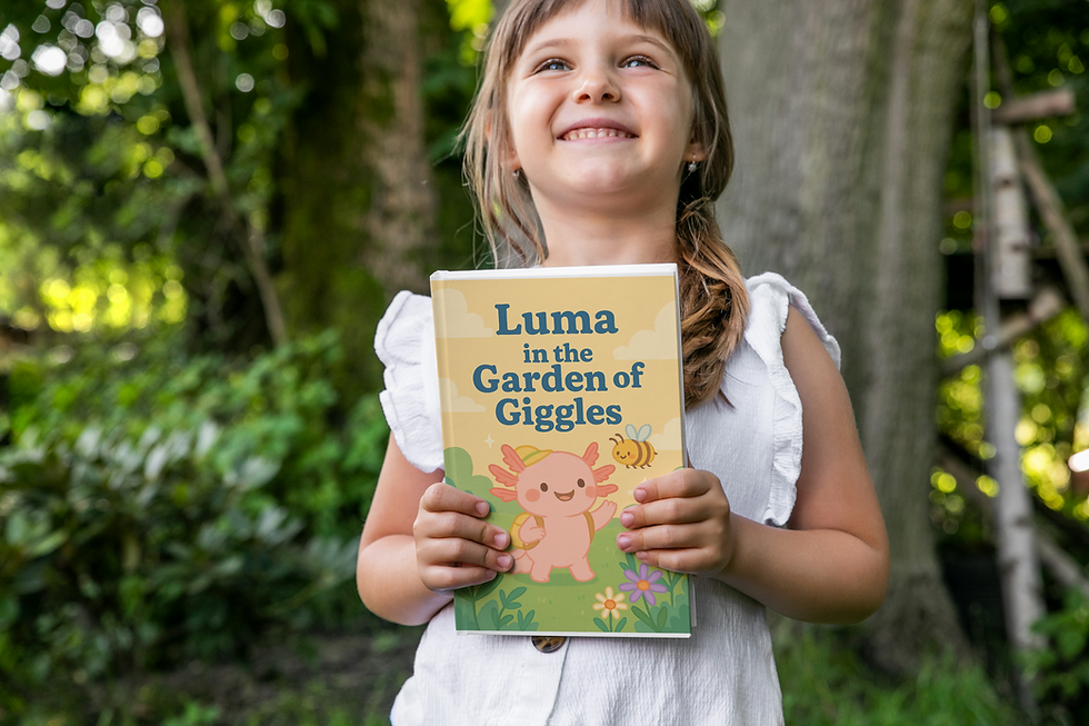 Luma Axolotl in the Garden of Giggles Kids Story About Bees and Pollination